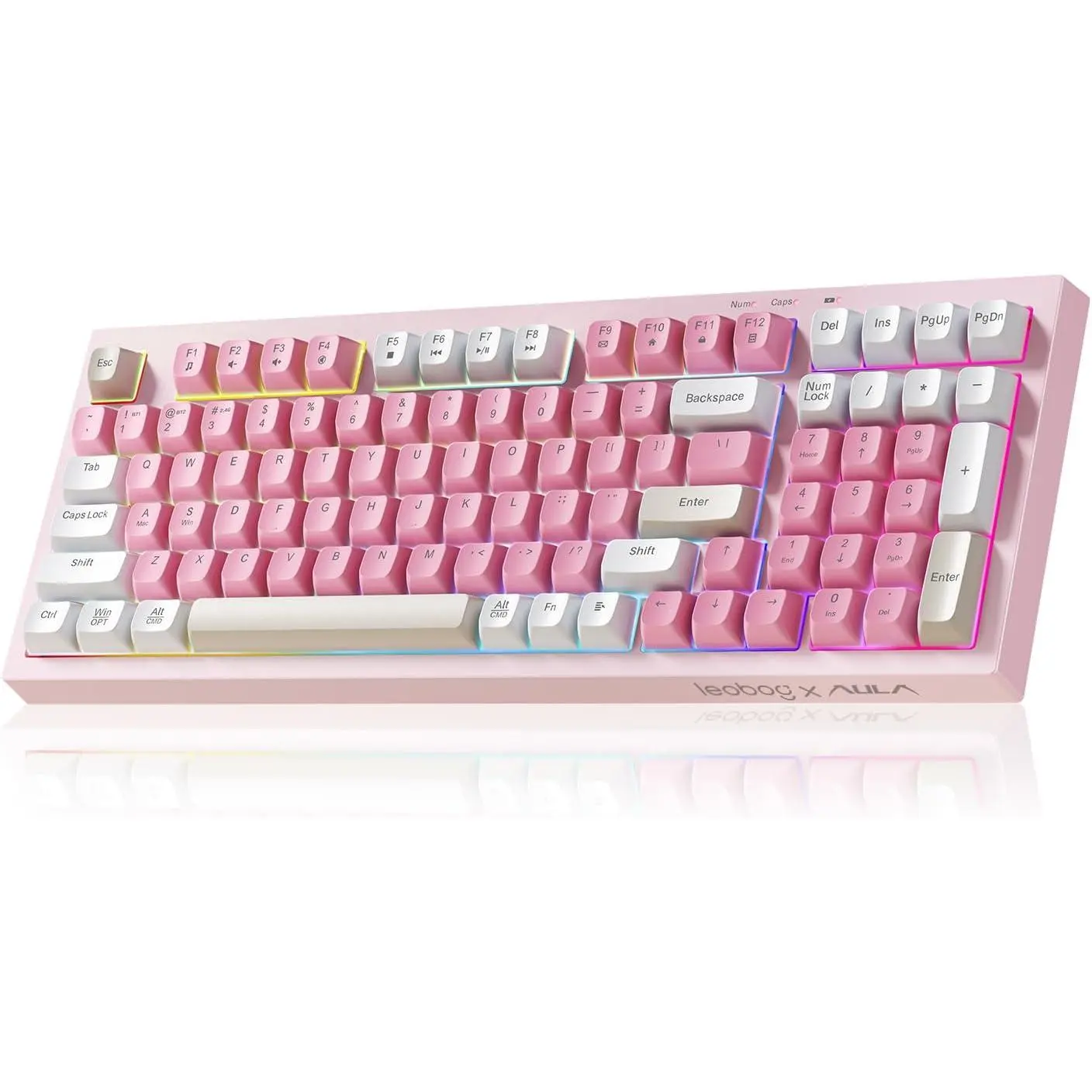 x Aula  Keyboard  Creamy  Gaming Keyboards | Silent Membrane Keyboard, 98  2000mAh Quiet Creamy Keyboard with Number Pad, Rechargeable, for PC  Office Dorm Rooms