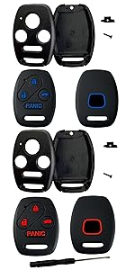 Key Fob Cover Shell for Honda 2003 2012 Accord 2009-2015 Pilot,3+1Button Keyless Remote Fob Case Kit Fit for 2006-2013 Civic EX 2005-2006 CR-V (Pack of 4)