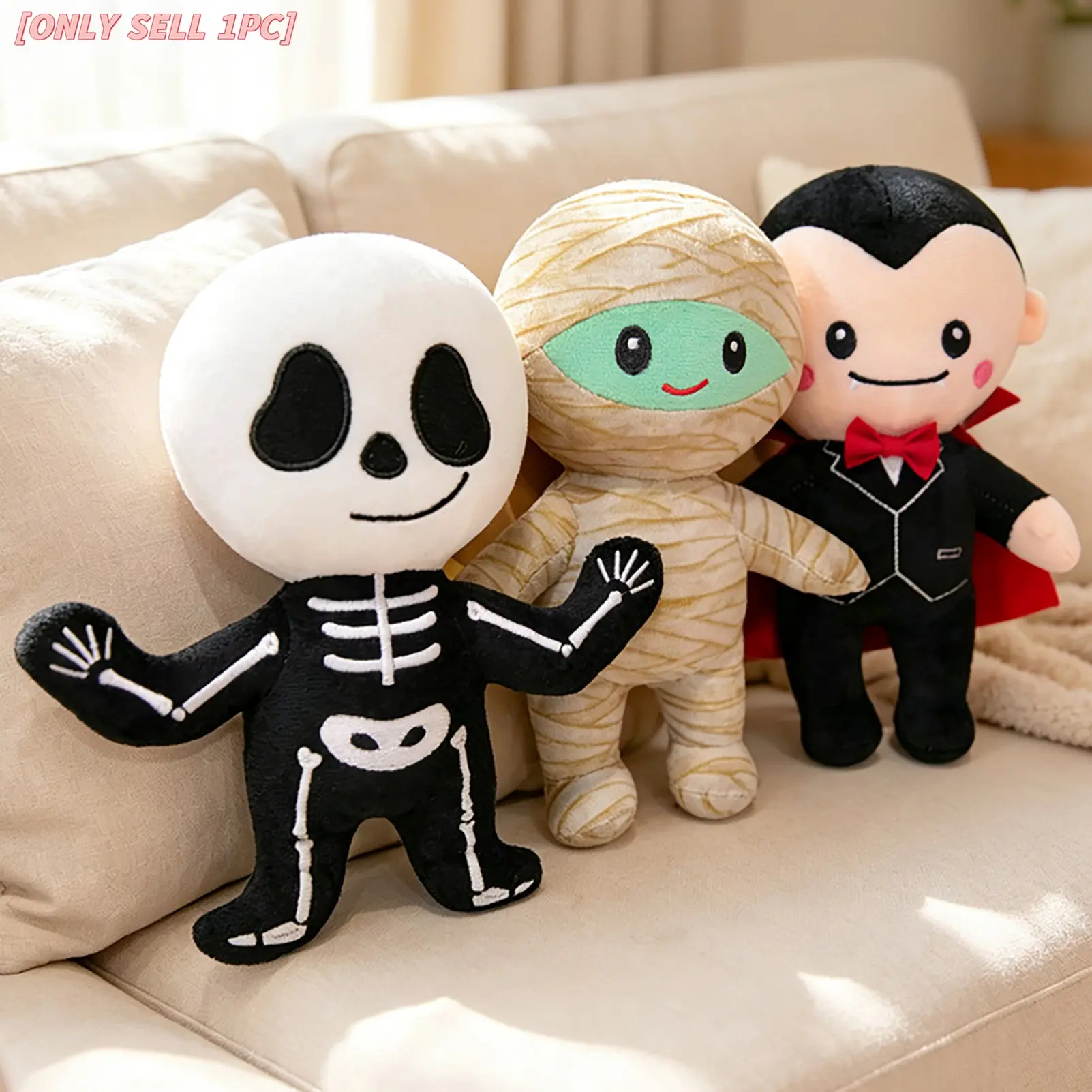 Halloween Plush Toy, Cute Skeleton Mummy Vampire Plush Dolls, Soft Spooky Stuffed Figures, Funny Halloween Party Decoration, Collectible Plush Decor, Perfect Gift for Kids, Friends and Family