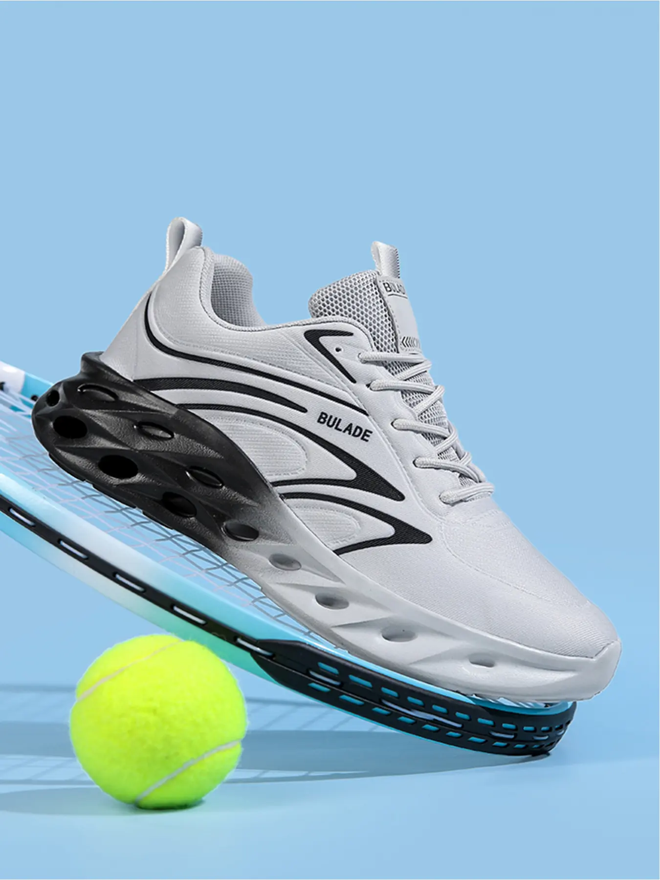 Women Gradient Blade Sole Sneakers Sports Shoes Hollow Thick Platform Running Shoes Breathable Mesh Lace Up Height Increasing Anti Slip Athletic Trainers Sport Gym Trainers