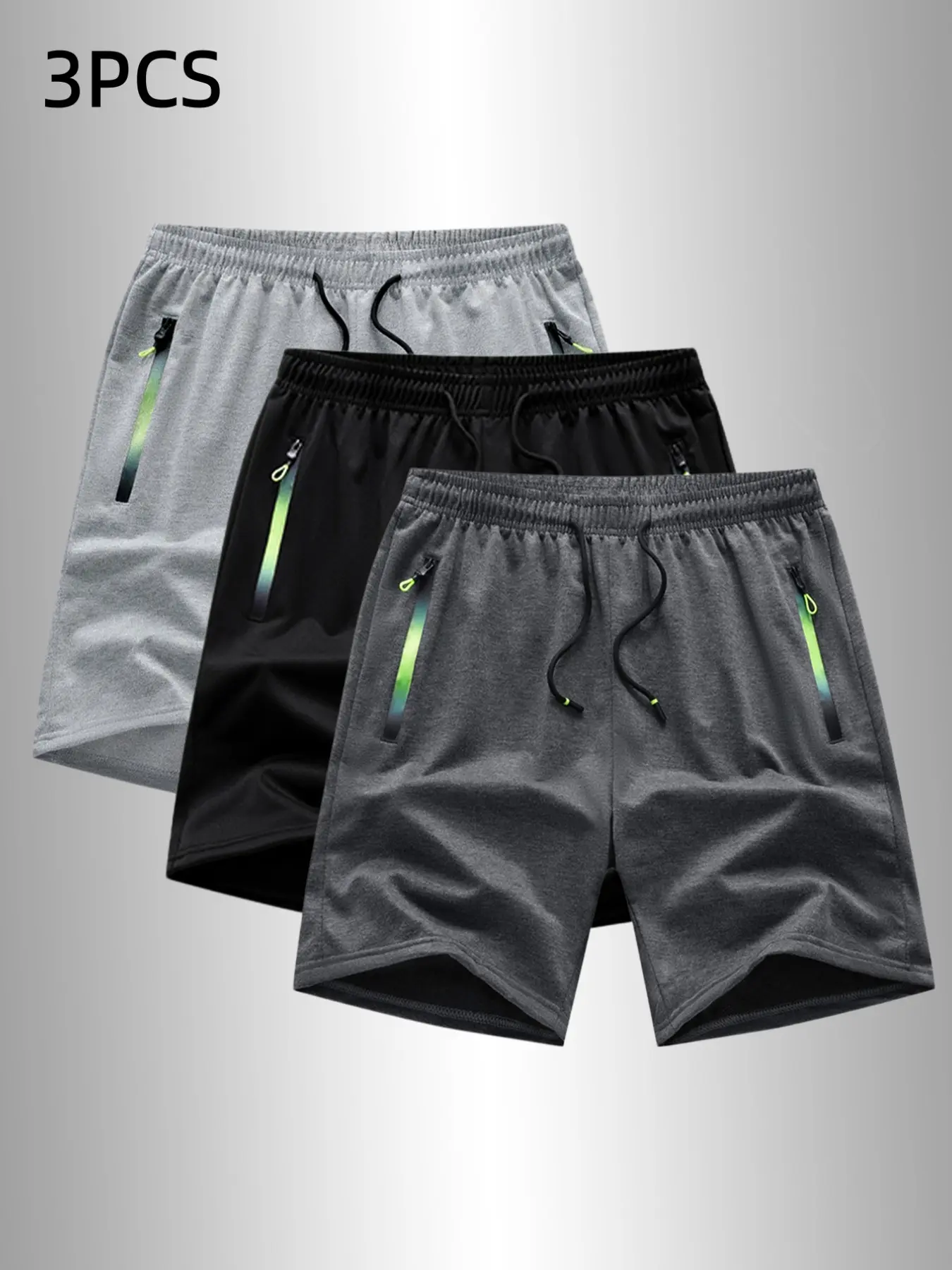 Men's Ice-Feel Quick-Dry Breathable Five-Pocket Shorts, Sporty Loose Fit, Adjustable Drawstring, Gradient Fluorescent, All Seasons