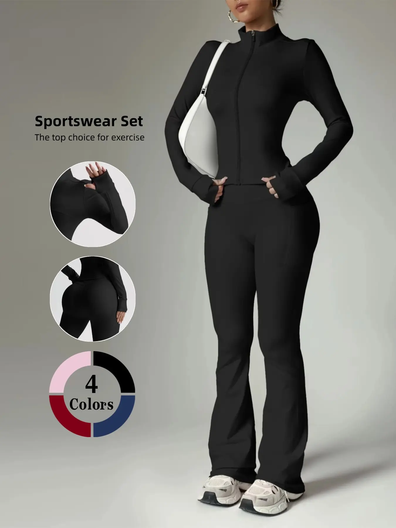 Women's Slimming Sportswear Yoga Jacket & Pants Set, Gym Training, Gym Workout Sportswear, Fitness Set, High Stretch Sweat-Wicking Quick-Dry, All Seasons Wear
