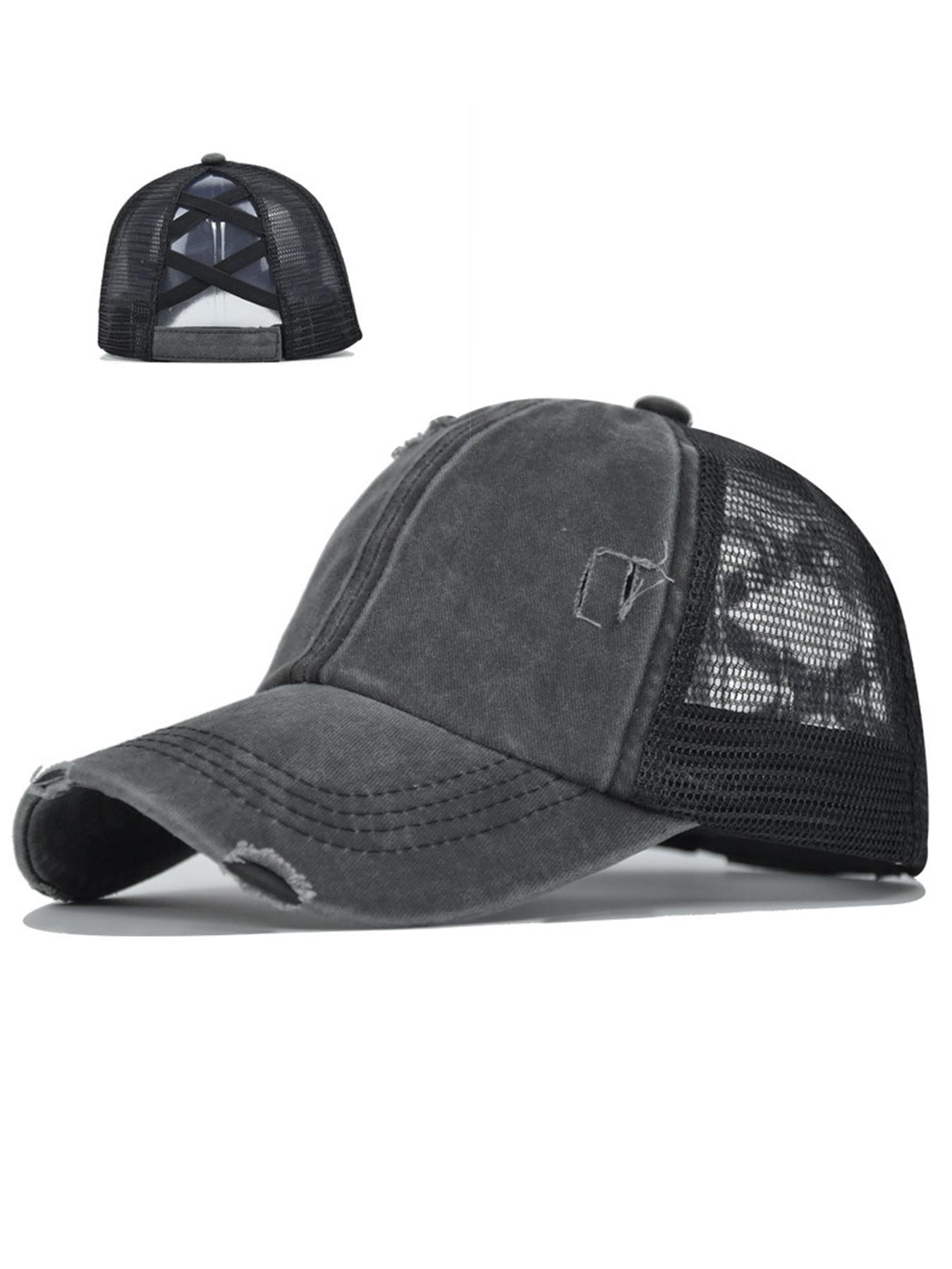 Women's Pony Hat, High Ponytail, Girls' Messy Bun Caps, Camouflage Bad Hair Day Adjustable Dad Hat, Stylish Trucker Hat.