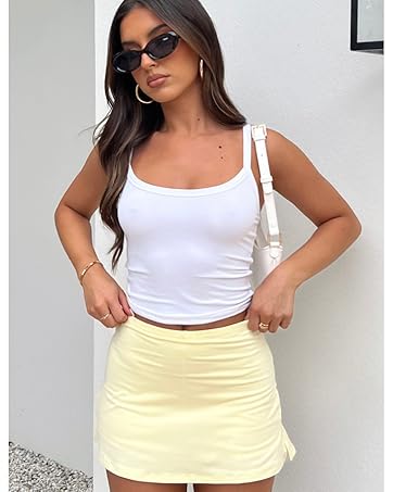 Imily Bela Women's Mini Skirt Sexy High Waist Split Hem Stretch Fitted Pencil Bodycon Skirts