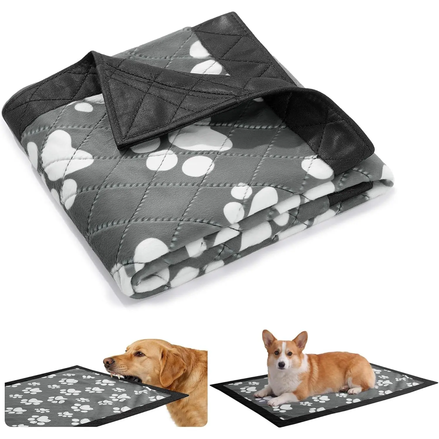BALAPET Indestructible Dog Blanket, 35"x25"Double-Sided Chew Proof Dog Blanket with Reinforced Edges, Soft Plush Pet Blanket for Couch Bed Crate, Cute Printed Puppy Blanket for Aggressive Chewers