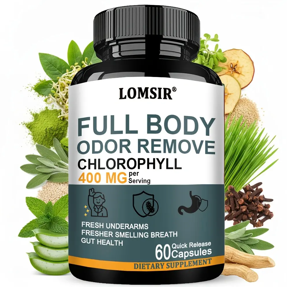 Body Deodorizing Supplement – Chlorophyll Capsules for Body Odor, Fresh Breath & Gut Health, for Social Confidence – with Matcha Green Tea, Apple Cider Vinegar and More - 60 Capsules Dietary