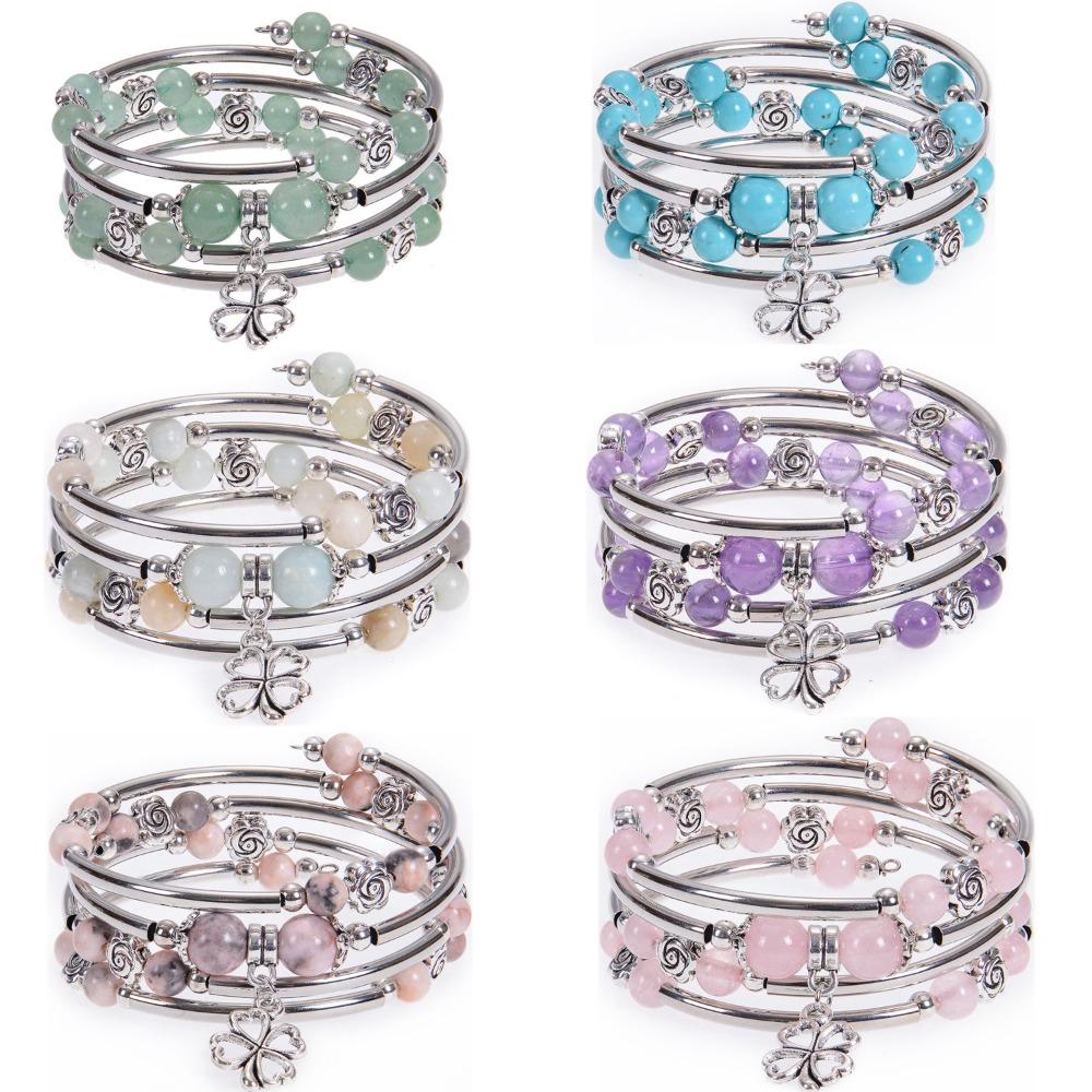 Bohemian Style Bead Winding Bracelets for Women Girls Multiple Layers Bead Flower Pendant Bracelet Trend Jewelry Christmas Gift