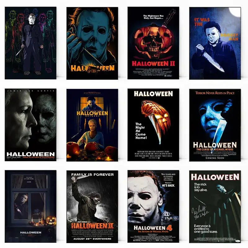Classic Horror Movie Characters Wall Art  Michael Myers Halloween Gifts Posters and Prints Canvas Painting Home Decor suspense theme poster Themed movie poster film memorabilia poster canvas wall art print room decor gift