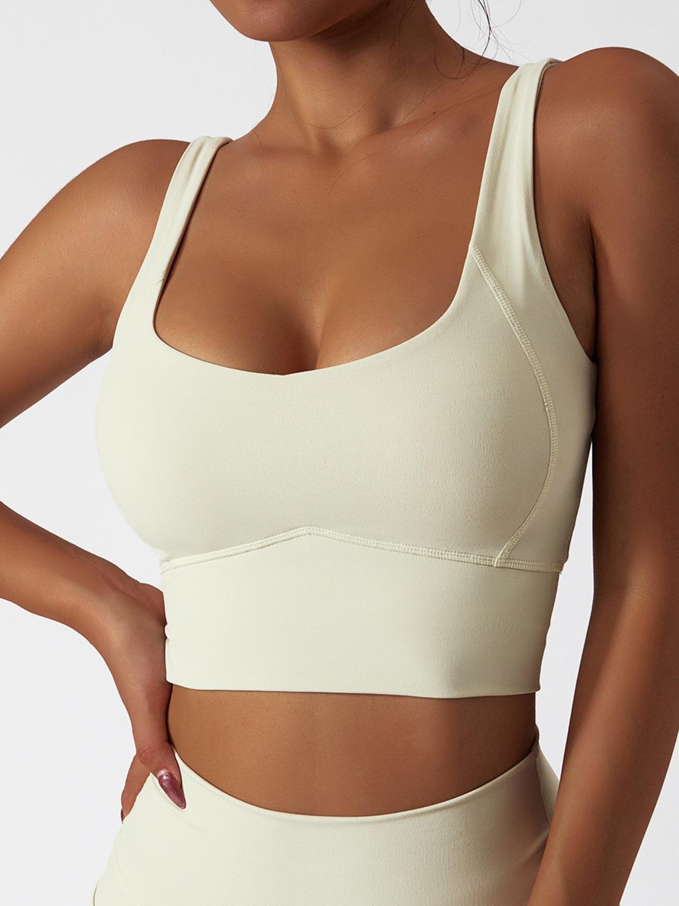 Sporty Women's Solid Color Sports Bra, Breathable Quick Drying High Stretch Sports Lingerie Top, Ladies Sportswear for Indoor Outdoor Wear, Gym Clothes