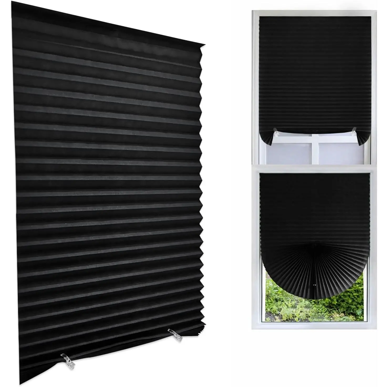 Cordless Blackout Pleated Fabric Shade Window Shades Blinds Darkening Temporary Light Filtering Pleated Paper Shade Easy to Install and Cut for Home Bedroom Office Windows HxW (71" x 35")