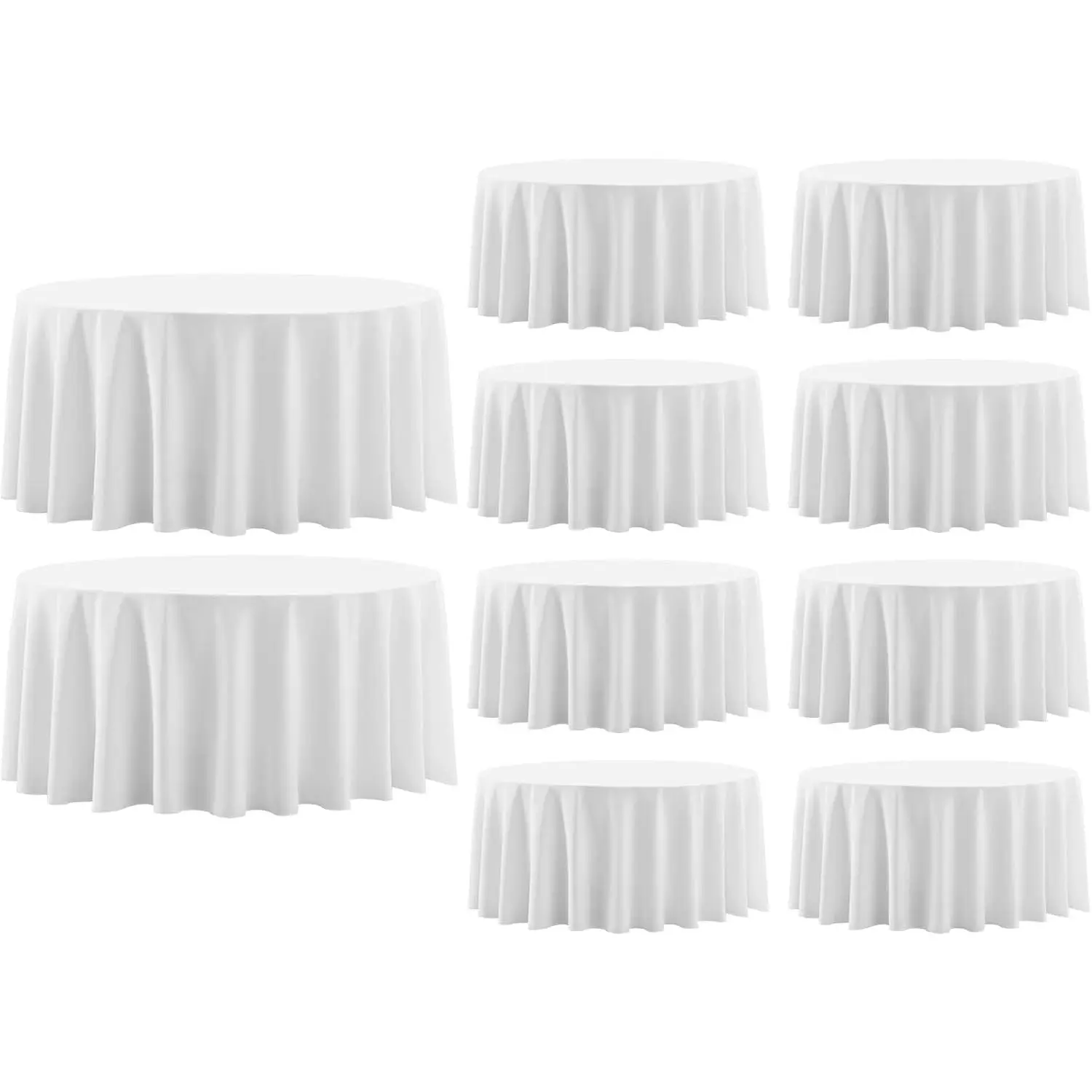 Round Tablecloth 120 Inch 10 Pack White Tablecloths Washable Decorative Linen Polyester Table Clothes Cover for Dining Table Banquets Buffet Parties and Wedding