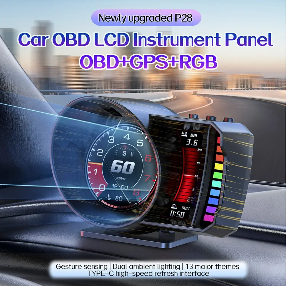 Smart OBD2 Car Gauge, Real-Time Vehicle Data Display, Speed RPM Voltage Monitor for Most Cars