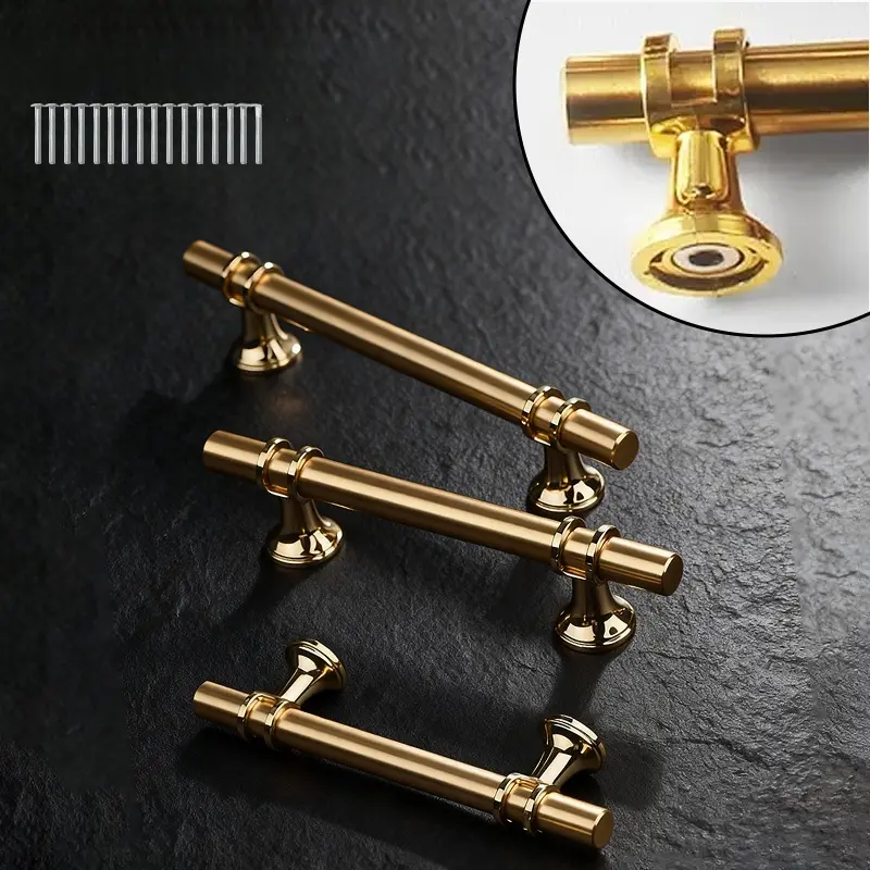 20 Pack Stainless Steel Cabinet Door Handles - Gold Modern Bar Style Wardrobe/Cabinet Hardware, Heavy Duty Polished Gold Pulls, Easy to Install (No DrillingHardware Included), Suitable for Bathroom, Vanity Doors (Gold)