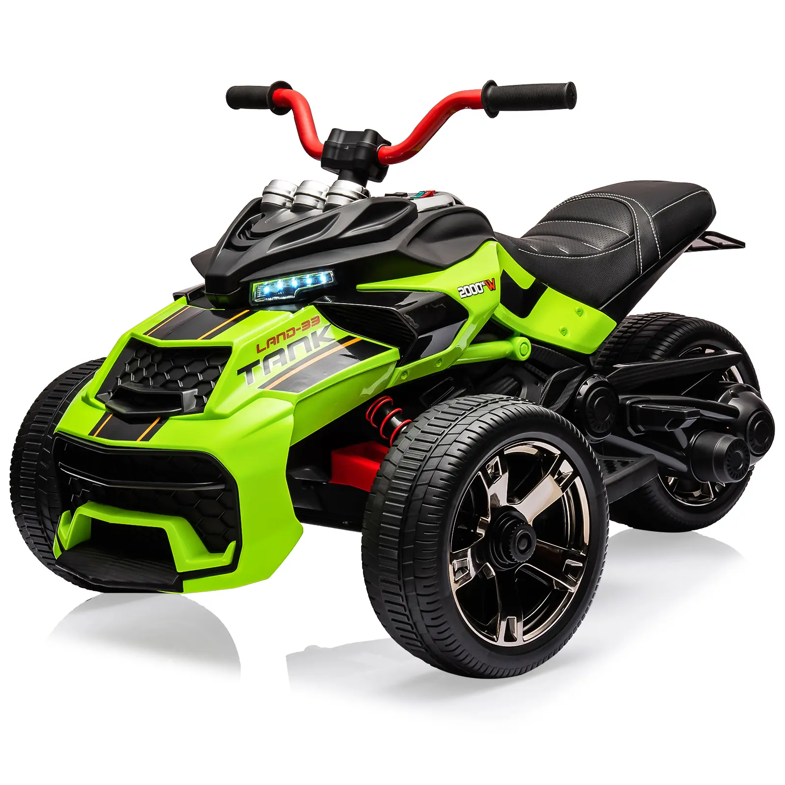 Kids 12V 3-Wheel Electric Ride-On Motorcycle ATV – Ages 3-8, Twin 55W Motors, 7MPH Top Speed, LED Lights, Built-in Music, USB, Horn, EVA Treaded Wheels, Battery Powered Ride