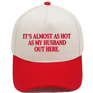 Funny "Almost As Hot As My Husband" Embroidered Hat | Retro Aesthetic Two-Tone Snapback Cap for Women | Trendy Camo & Graphic Summer Statement Baseball Cap
