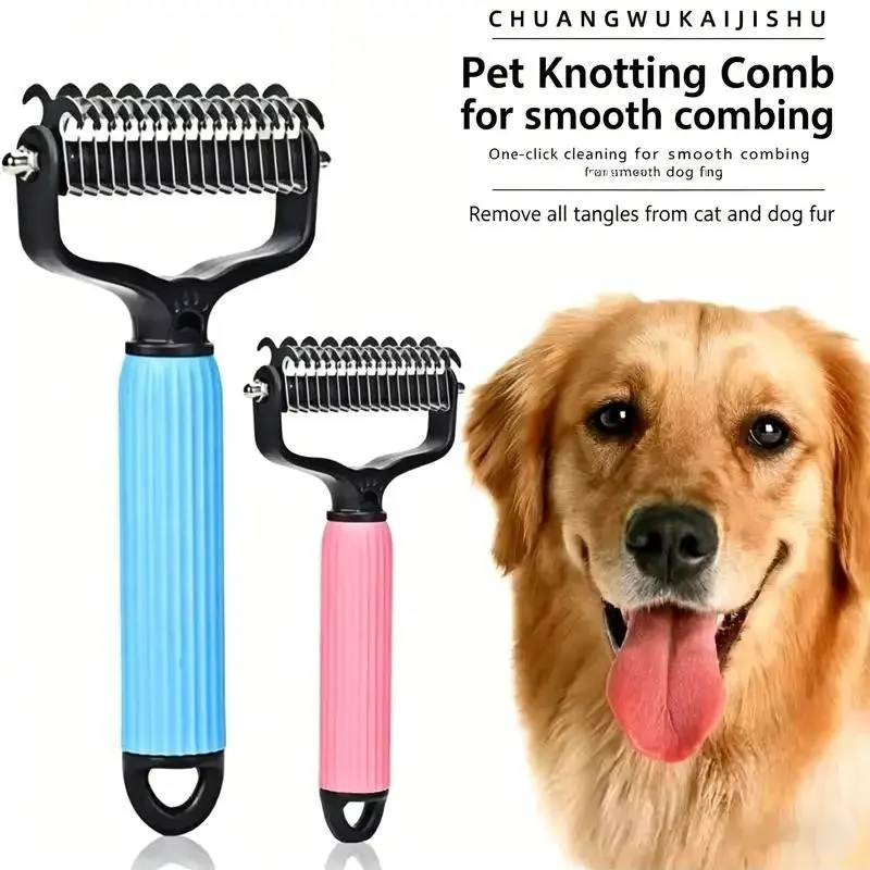 Pet Deshedding Brush with Dual-Sided Fur Remover, Wide Grooming Comb for Long Hair, Effective Shedding Control for Dogs and Cats, Deshedding Tool