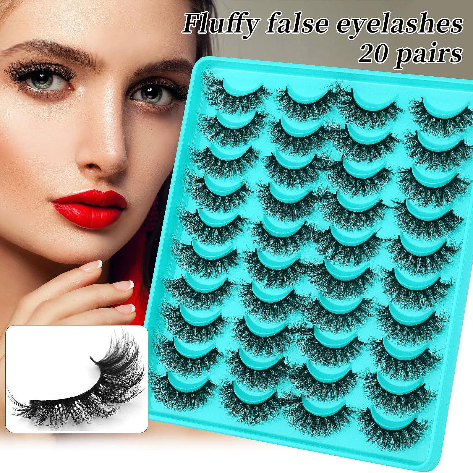 20 Pairs of 10-18mm 3D Mink Effect False Eyelashes, Fluffy Cat Eye Lashes for Natural to Dramatic Look, Dense Layered and Textured Eyelashes