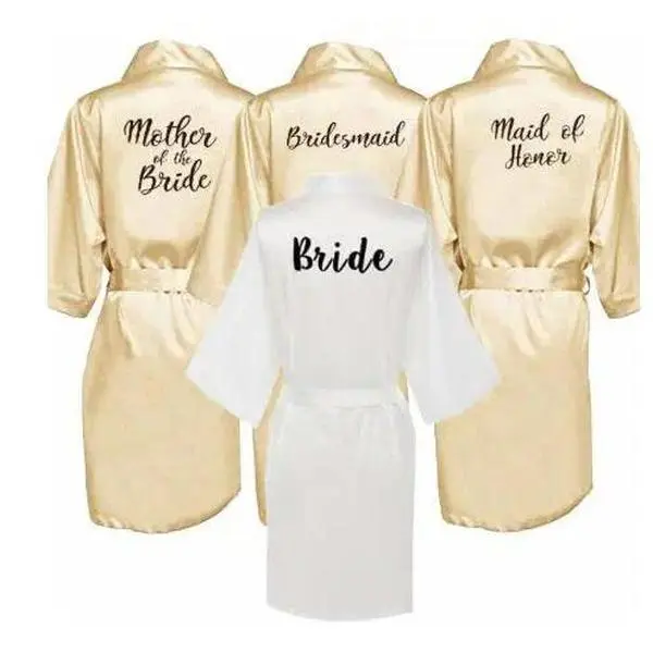 Wedding Bride Bridesmaid Robes for Women Bridal Party Gifts Team Dress Gown Silk Satin Sleepwear Kimono Sexy Summer Bathrobe