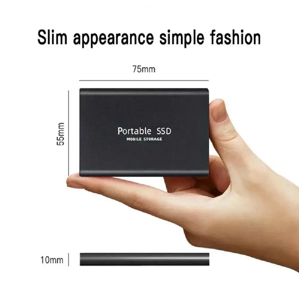 2TB Portable SSD External Hard Drive, Quiet Operation Mobile Storage, USB3.2 C High-Speed Solid State Disk for PC, MAC