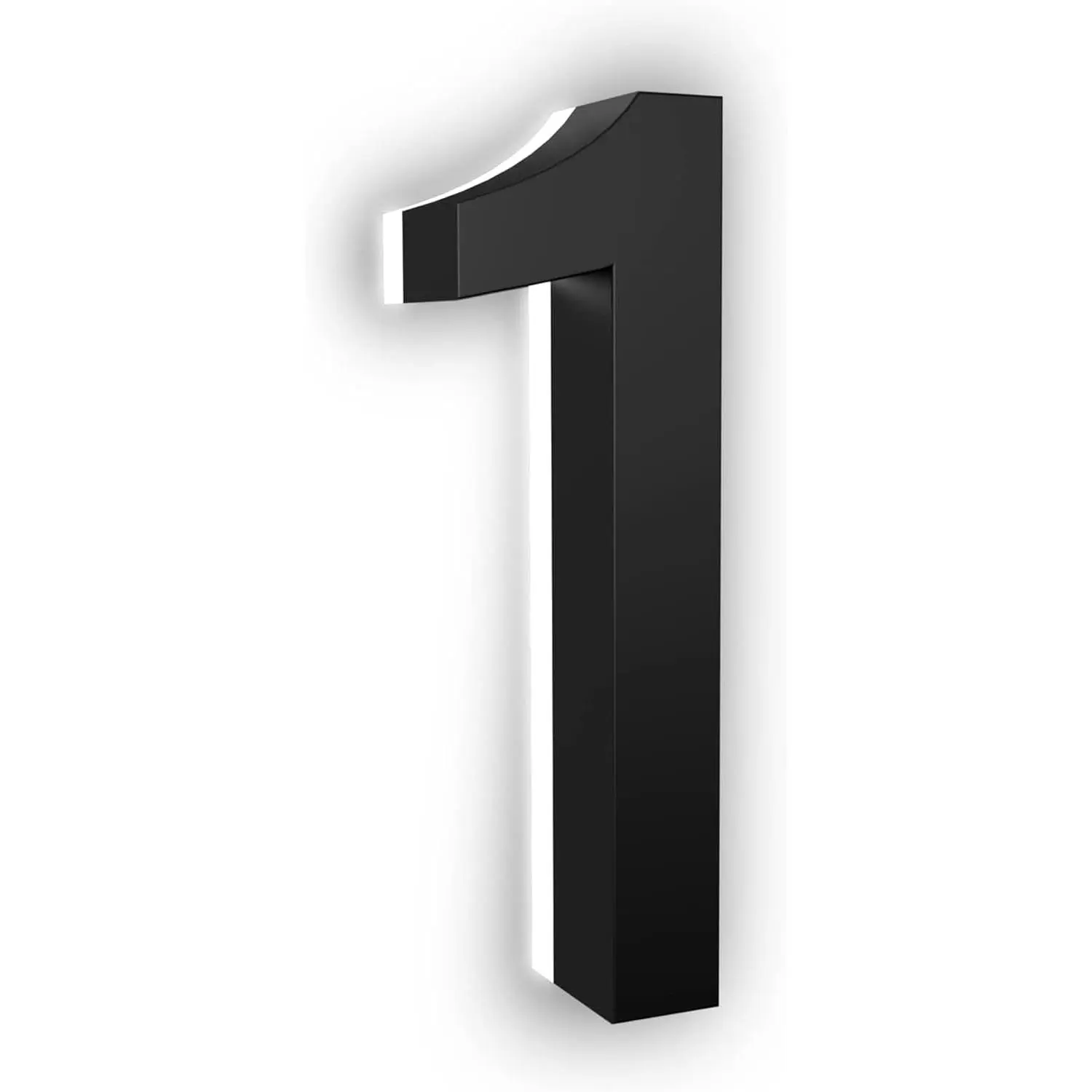 7 Inch 5000K Backlit LED Illuminated House Numbers, Premium ABS-Polymer Modern Lighted Home Address Number, Black (Digit 1)