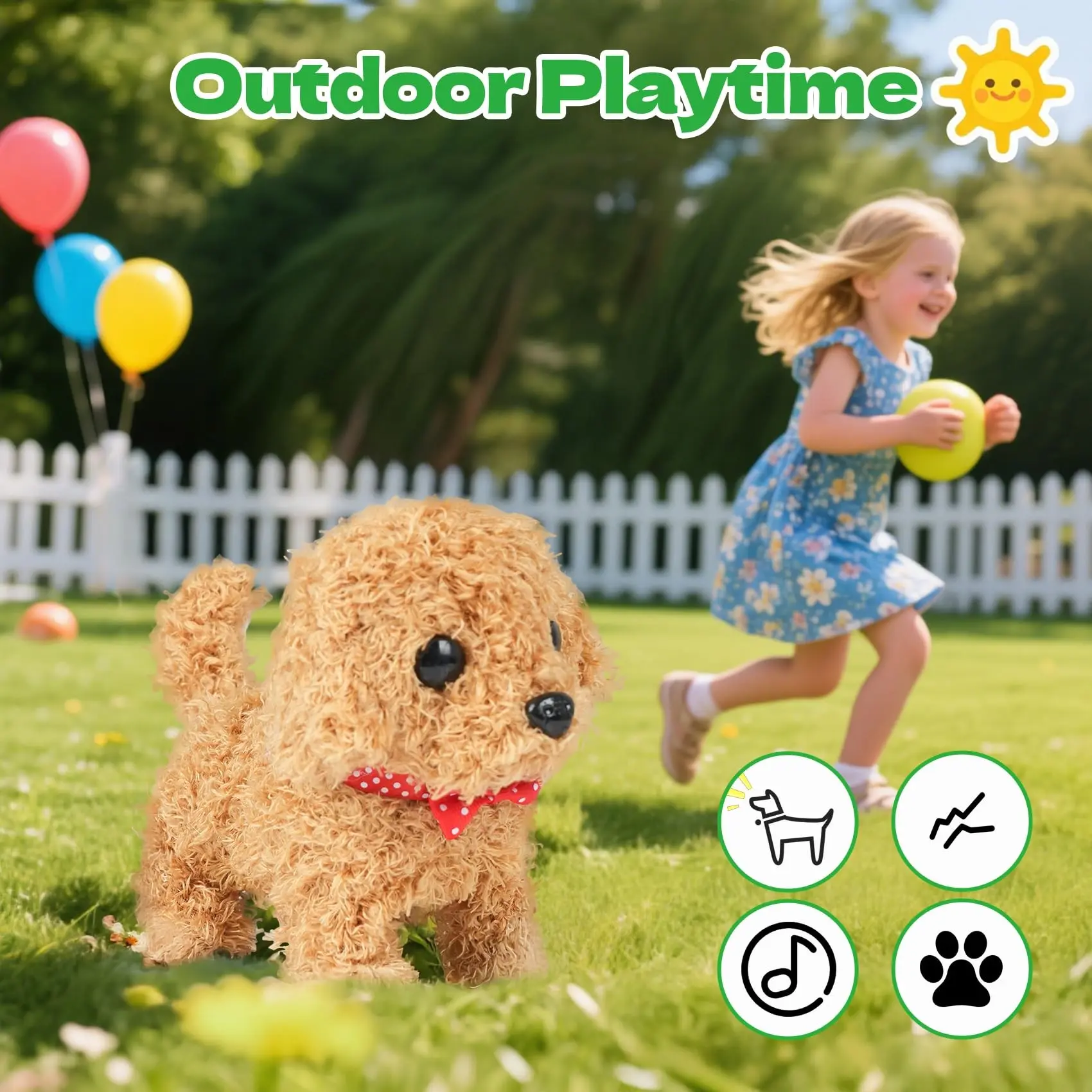 Interactive Robot Plush Ornament, Walks, Barks, Wags Tail, Cute Pet Gift for Kids & All Ages, Perfect Christmas Present for Dog Lovers