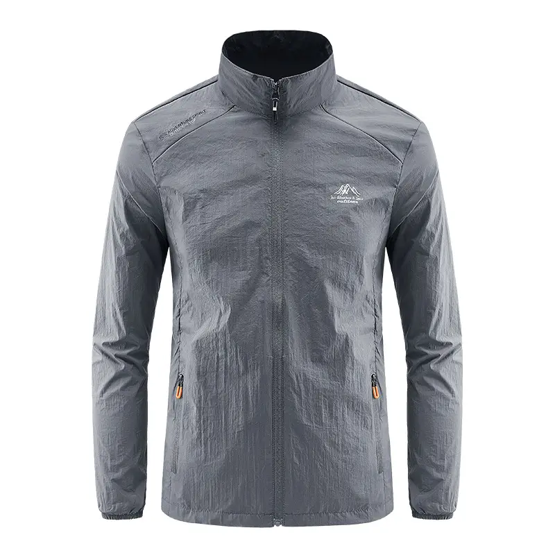 Men's Lightweight Stand Collar UPF Sun Protection Full Zip Jacket - Breathable, Quick Dry, Thin Windbreaker for Running, Hiking - Casual Outdoor Travel Coat, Multiple Colors Available