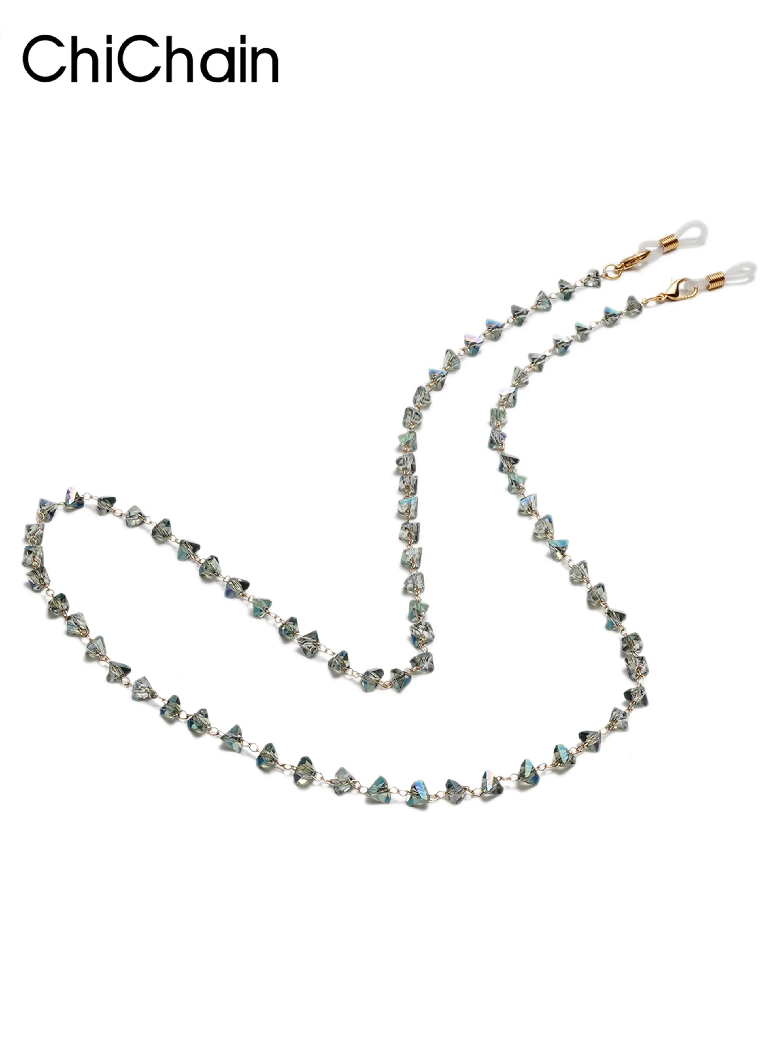 Eyeglass Chain Mask Strap Crystal Beads Earphone Anti-Lose Clip Sunglasses Accessory, Elegant Solid Pattern All-Season Glasses Chain