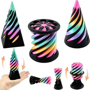 3 Pack 3D Printed Fidget Toys for Kids Adults, Impossible Cone & Spiral Cone Fidget Toy, Pyramid Passthrough Toy, Mini Vortex Thread Illusion Desk Toy for Stress Relief Giftsfidget toys