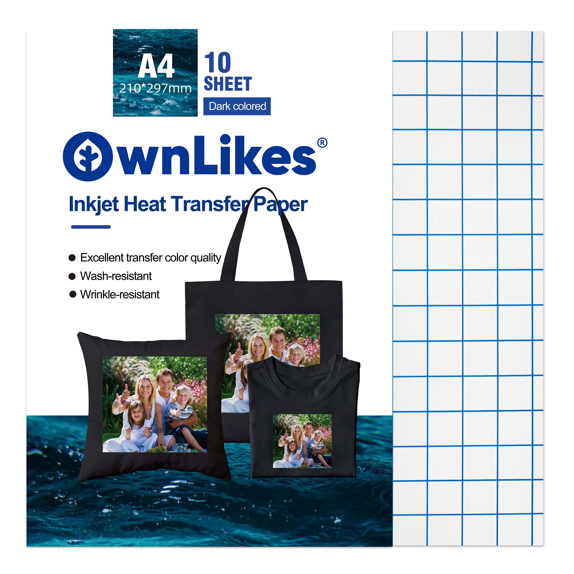 10 Sheets of Heat Transfer Paper for Dark Fabrics (A4 Size) – Suitable for Inkjet and Laser Printers; Wash-Resistant, Durable, and Vibrant Colors