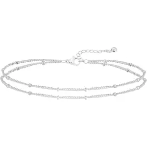MIDEEO Gold/Silver Ankle Bracelets for Women,14K Gold Anklets for Women Waterproof Cuban Link Heart Beads Herringbone Rhinestone Anklets Set Layered Anklet Bracelets for Women Gold Jewelry Gift