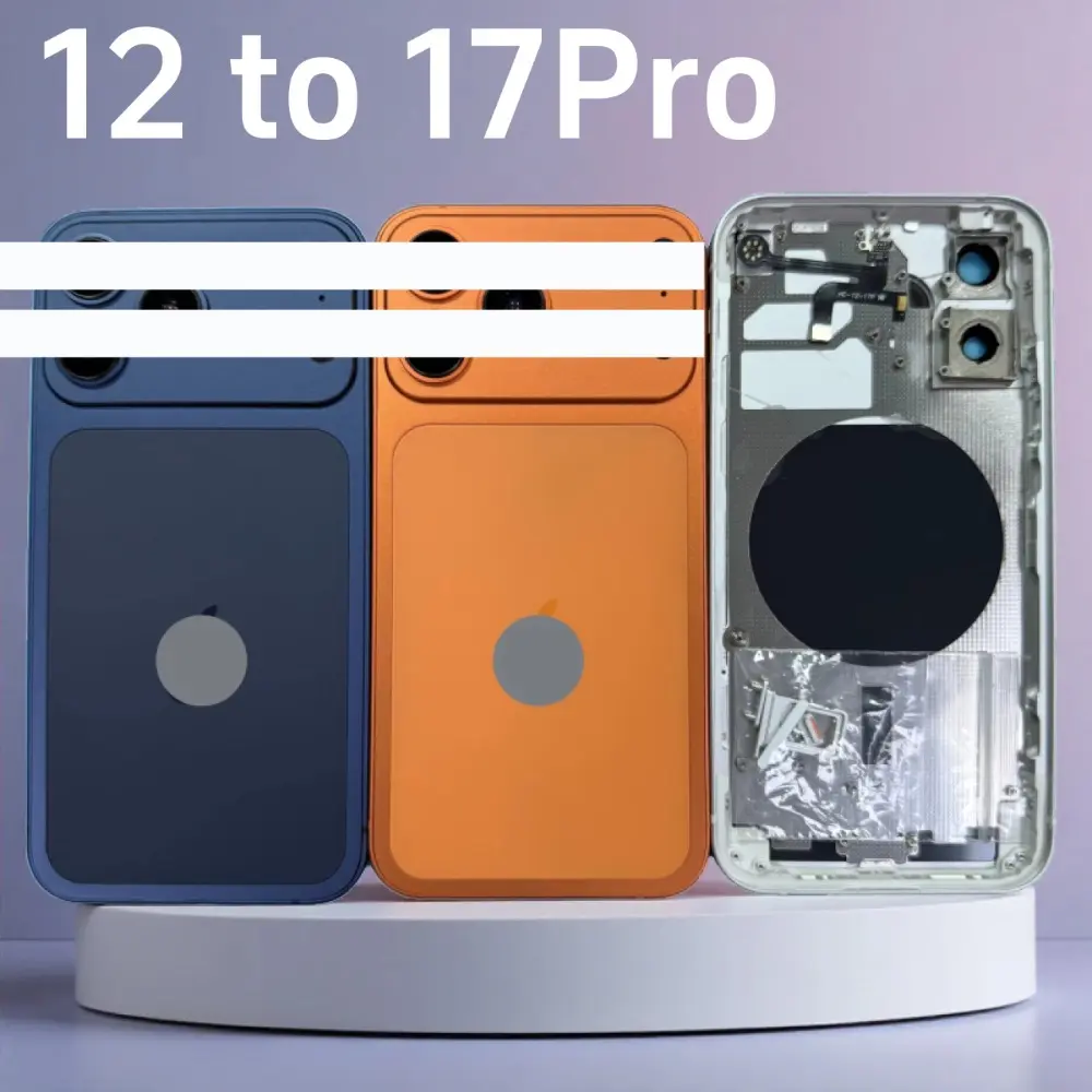 Housing 12 Up To 17 Pro 12 DIY 17 Pro Big Camera Back Cover Housing Battery Middle Frame Replacement For iPhone 12 Like 17 Pro