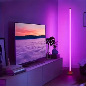 RGBIC Corner Floor Lamp, USB Powered LED Floor Lamp with Remote Control, Color Changing LED Lamp for Living Room & Bedroom, Ambient Led Lighting