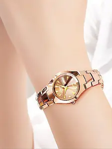 Fashion Rose Gold Women's Watch, Elegant Minimalist Design, Stainless Steel Band, Durable Mineral Glass Dial, Perfect for Daily Wear