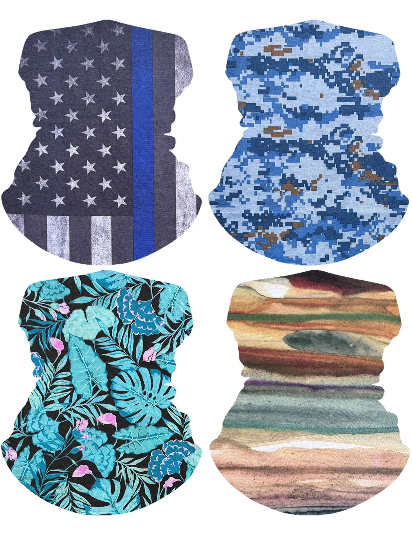 4pcs Balaclava Face Mask for Men & Women, Protection Neck Gaiter, Multi-Use Cycling Mask, Breathable Headband, All Seasons Boho Style