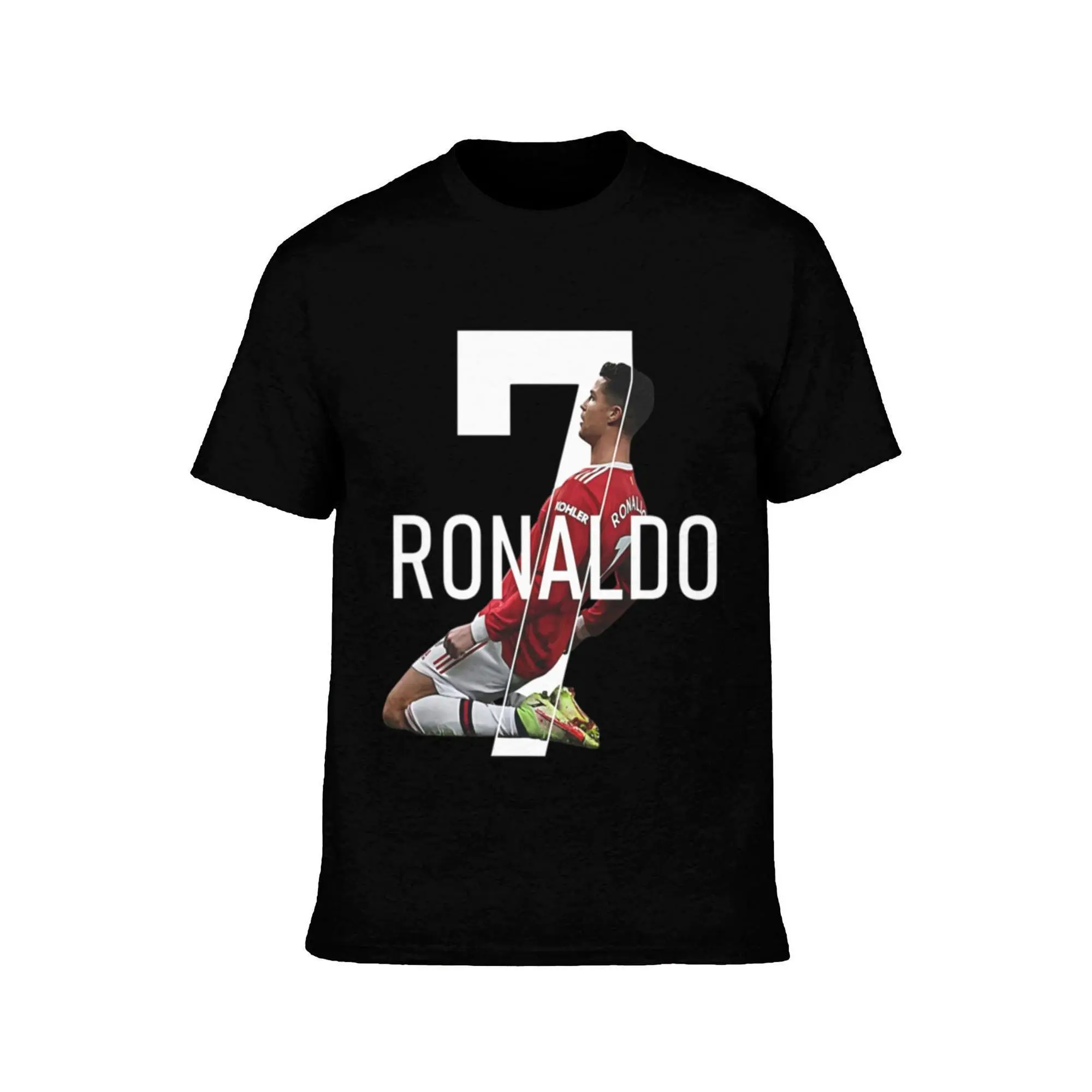 Boys' Crew Neck Short-Sleeve Graphic Youth Tee Shirt - CR7 Soccer Print, 100% Polyester Elastic Retro Fabric, Boys Style Child Size 120cm(XS) 11-12Y, Machine Washable Outdoor Leisure Top