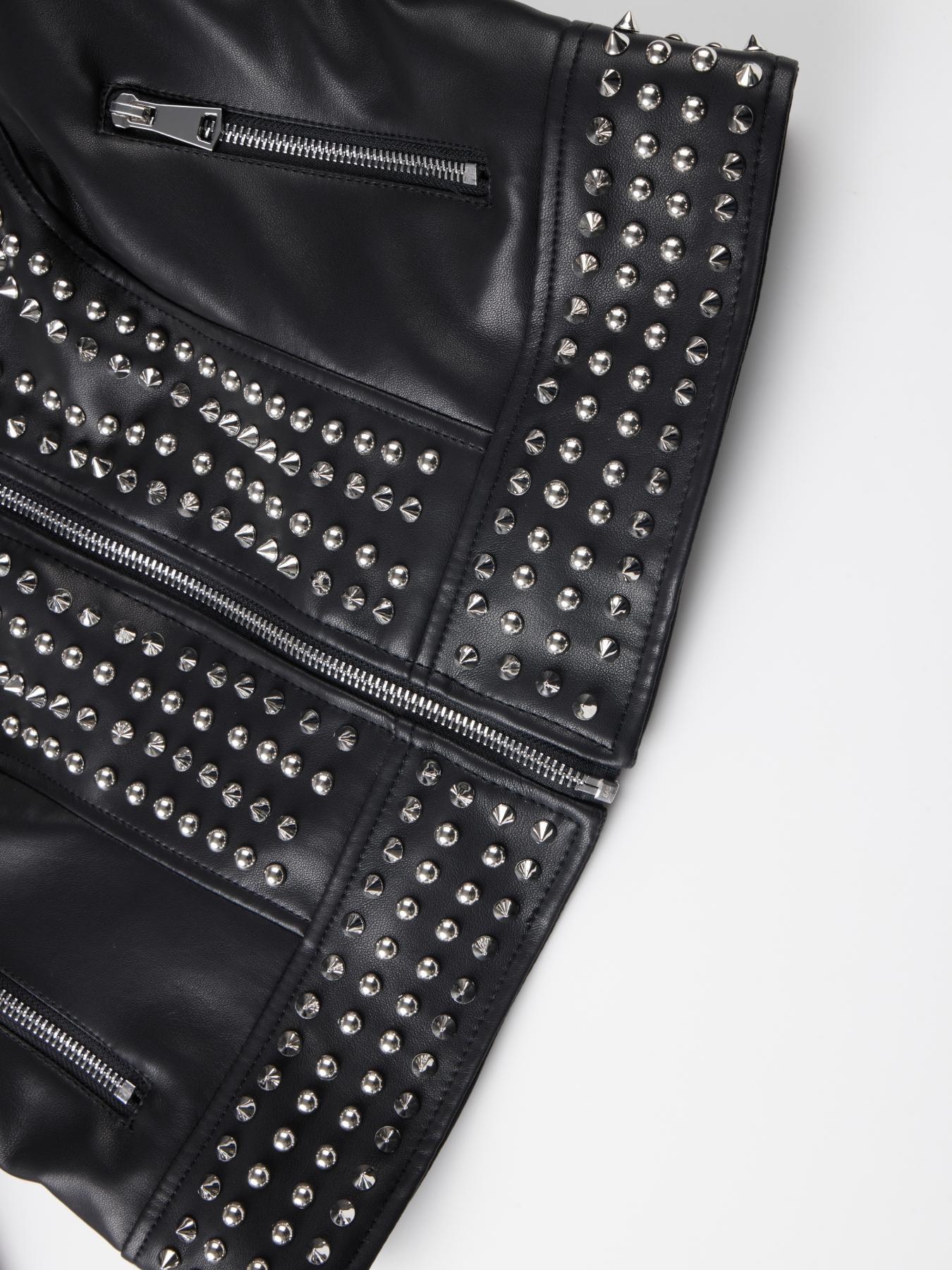 Women's Spring Autumn Jacket, Casual Fitted Long Sleeve, Vintage Stand Collar, Rivet Motorcycle Jacket with Zipper Pockets