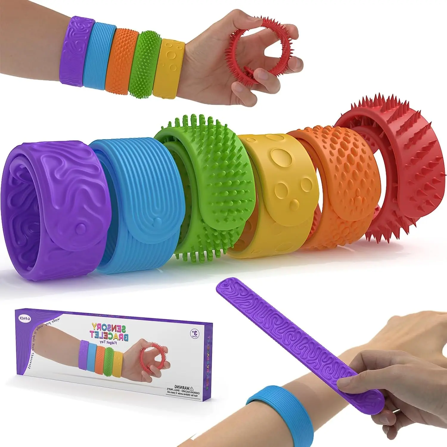 Sensory Slap Bracelets for Kids Teens,6PCS Fidget Toys Snap Bracelets for Stress Anxiety Autistic ADHD,Calm Down Classroom Travel Students Prizes Toys, Stocking Stuffers for Teens Boys Girls, Fidget Set, Sensory Fidget Gift