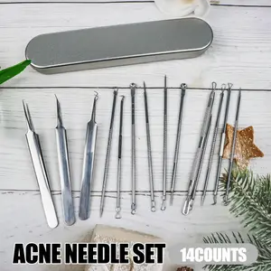 15 Counts Acne Needle Set, Precision Tip Tools with U-Shaped Extractors - Alcohol-Sterilizable Surface