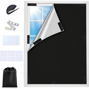 100% Blackout Window Cover, Blackout Curtains for Bedroom Cuttable No Window Blinds, Black Out Shades Sheet for RV, Travel, Media Room Pleated Windows Shades, 39'' x 57''