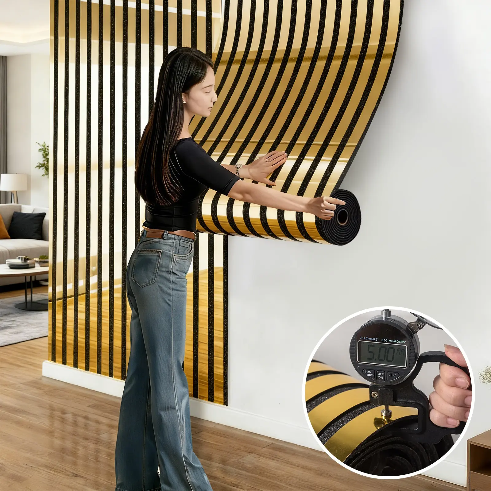Thickened Retro 3D Framed Grooved Self-Adhesive Decorative Wallpaper with Glossy Metallic Surface, Easy to Peel and Stick, Removable and Waterproof, Ideal for Living Room Accent Walls and Kitchen Surfaces, Peel and Stick Wallpaper Vintage Designs