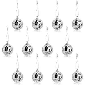 12 Pcs Silver Disco Mirror Ball for Party Decoration, Christmas Tree Wedding Birthday Party Ornaments(4CM)fidget toys