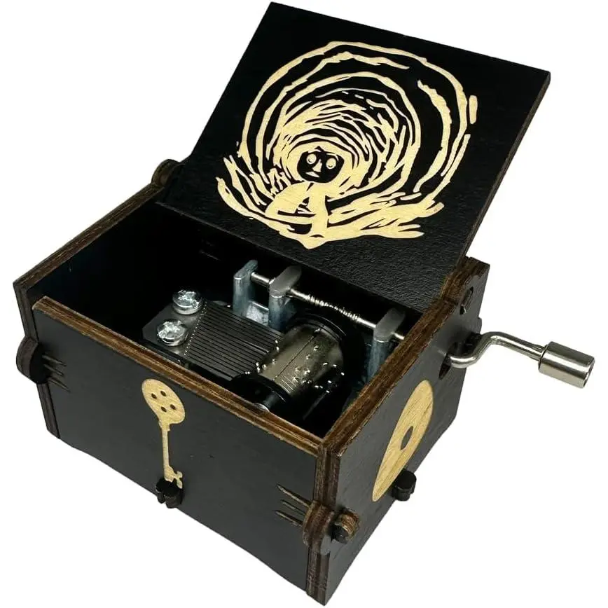 Music Box Engraved Wooden Gifts Mini Musical Box Play Dreaming for Birthday/Anniversary/Valentine's Day/Christmas (Hand Crank, Black)
