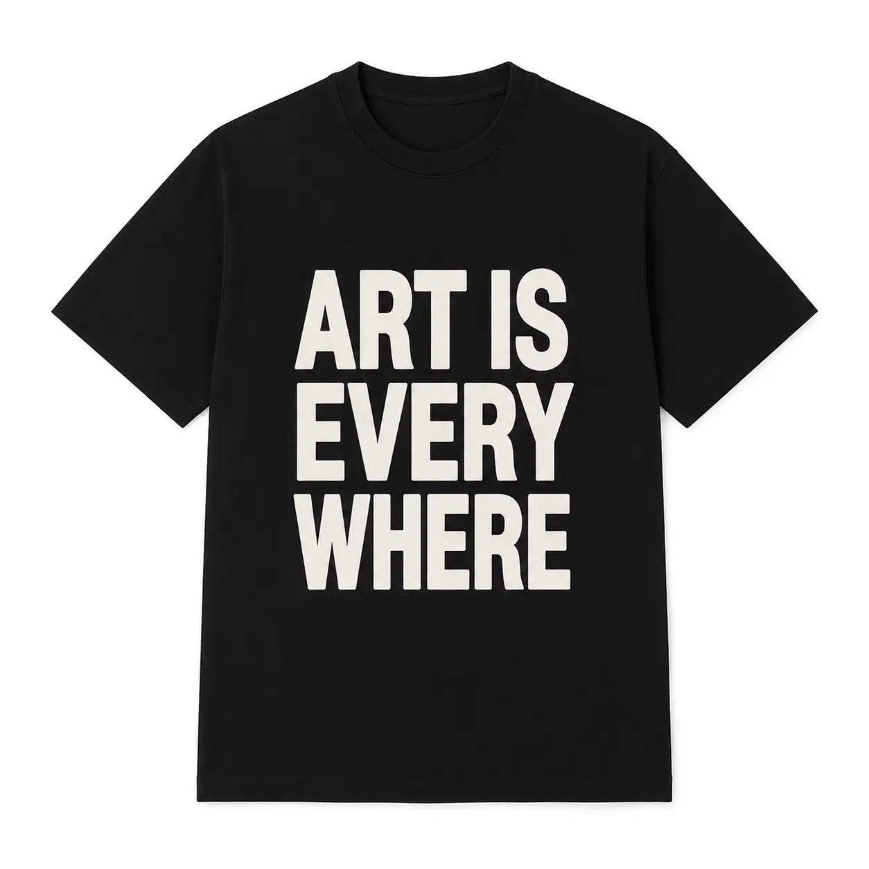 Men's  Graphic T-Shirt - Art is Everywhere Yellow Crew Neck Tee, Super Soft & Breathable, Lightweight and Moisture-Wicking, Casual Summer Style, Casual Attire  Trendy Casual Top  Soft Knit Texture Menswear Black