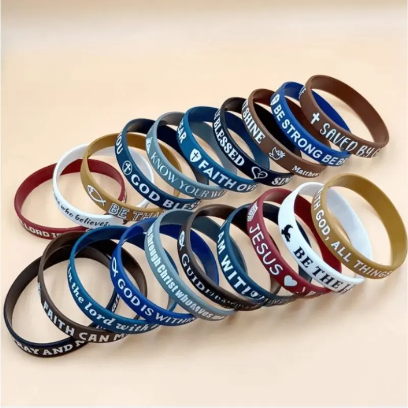 Bible Verse Silicone Bracelets - 20 Pcs Bulk Pack Christian Matching Sets Bangle Accessories, Unisex Cute Comfortable Lightweight Religious Gifts for Year-Round Gifting