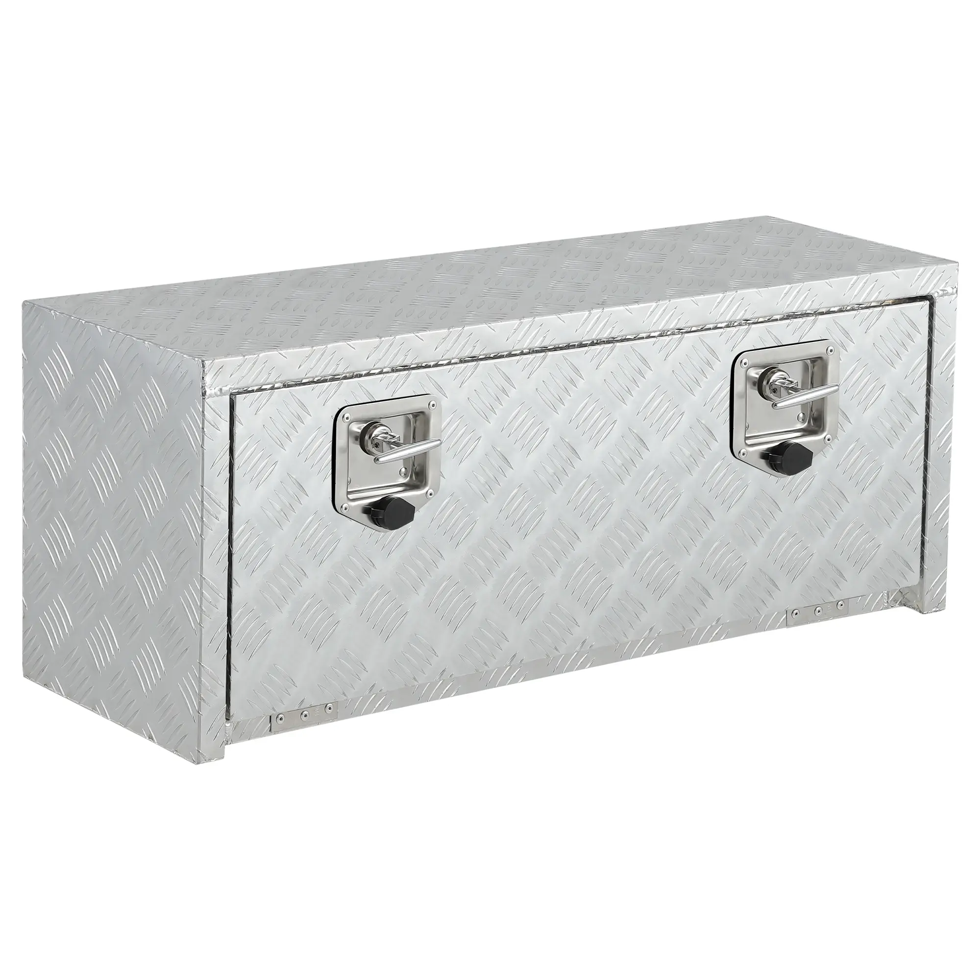 Heavy Duty Aluminum Truck Tool Box – Waterproof, Lockable Storage Chest with T-Handle & Keys – Fits Underbody Pickup, RV, Trailer – 36" x 16" x 14" – Black or Silver – Vehicle Tools