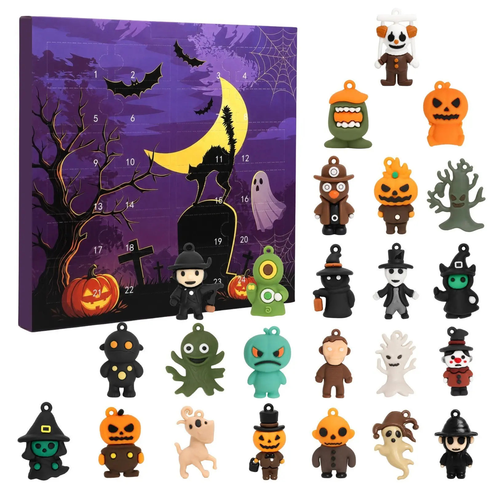 2026 Halloween Countdown Calendar, 24-Day Horror Clown Statues, Spooky Doll Charms, Terror Timer Box, Home Decor Party Gift, Holiday Present