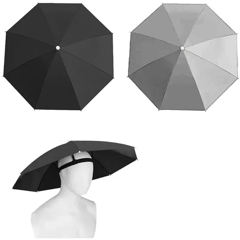 Adjustable Head-Worn Umbrella Hat for Fishing, Camping, Gardening, Wind-Resistant Abs Material, Elastic Neckline, Compact Foldable Design