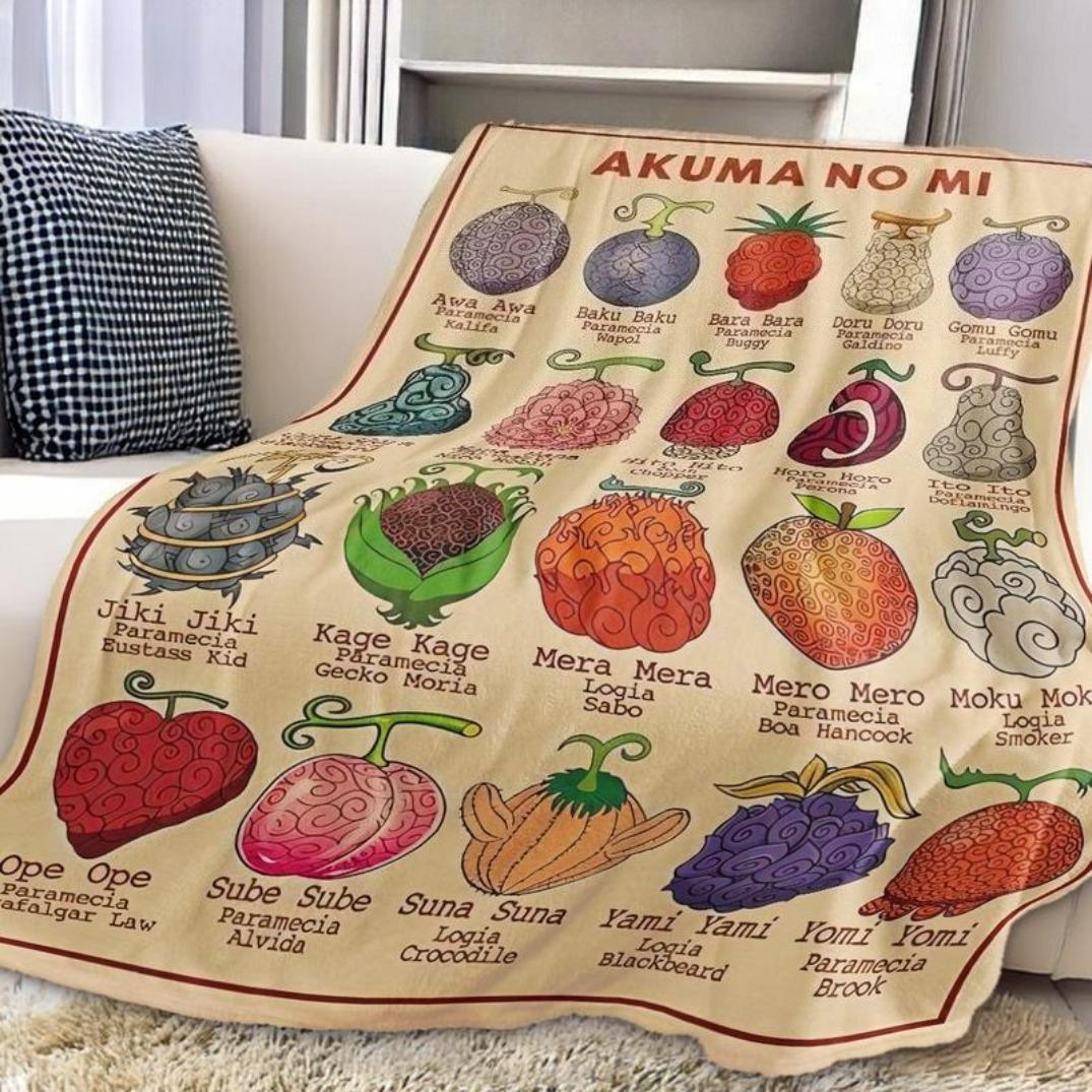 Fruit Theme Flannel Blanket, Soft Warm Anime Style, Home Decor, Ideal for Fans, Daily Use, Gift Idea,Polaris Blanket