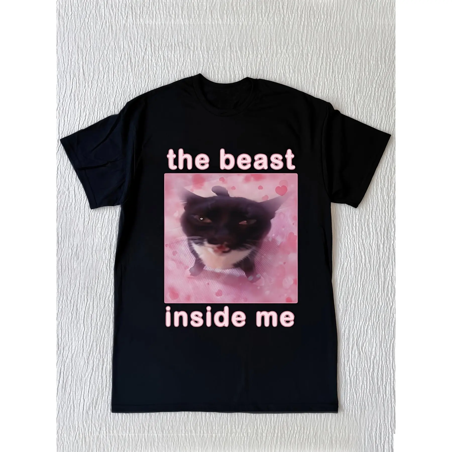 Women's Cat & Kitten Letter Print T-Shirts - Soft Round Neck Casual with Cute Feline Designs, Medium-Stretch Fabric Suitable for - Wear, Machine Washable Cat Lady Outfits