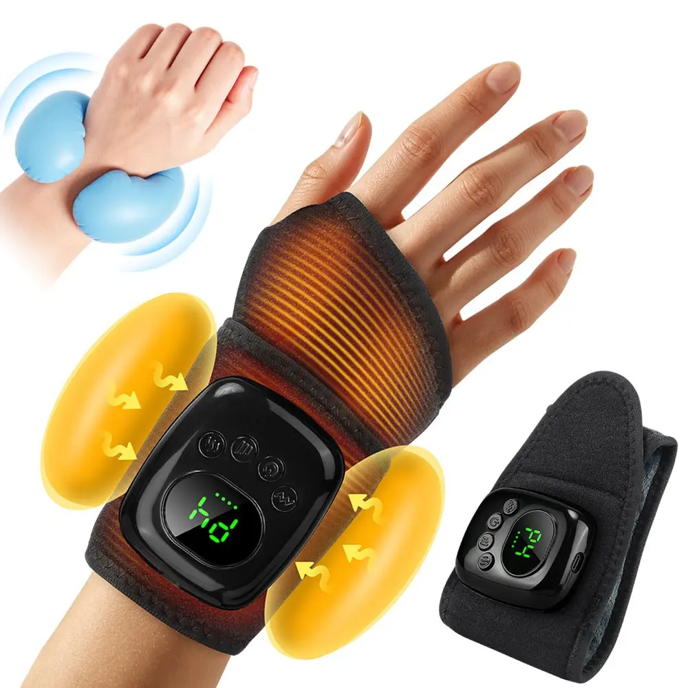 Airbag Hot Compress Wrist Massager, 3 Heating Modes, 4 Intensity Levels Adjustable, Cordless Wrist Muscle Relaxation, Perfect Holiday Gift, Comfortable Hand Massage Device, USB Rechargeable Massagers